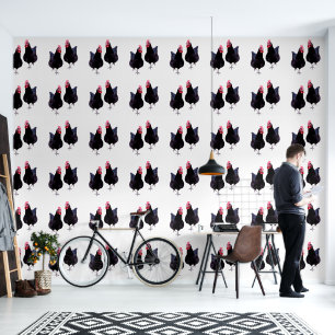 Papier Peint Strut de poulet noir,