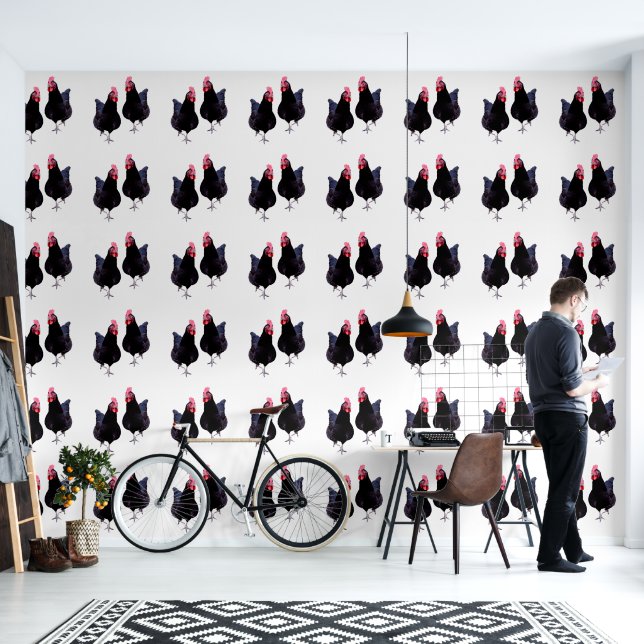 Papier Peint Strut de poulet noir, (Salon)