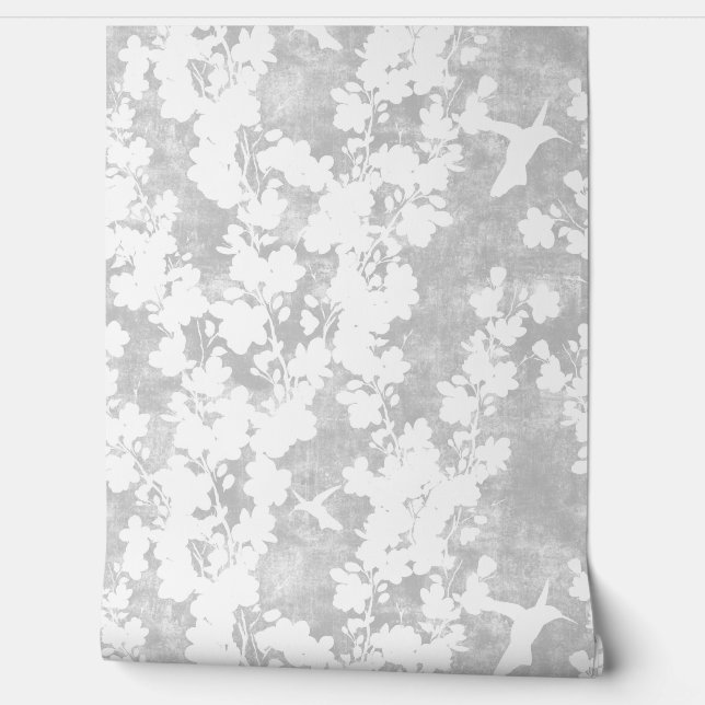 Papier Peint Stunning shadow Cherry blossom grey (Déroulement)