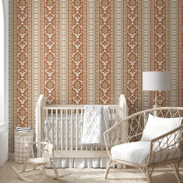 Papier Peint Style de griffes Abstrait main tiré Motif Ikat (Enfants)