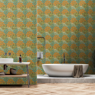 Papier Peint Style William Morris Vintage Green Orang