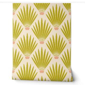 Papier Peint Sud-ouest Boho Desert Cactus Palm Feuilles - Crème
