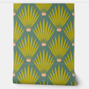 Papier Peint Sud-ouest Boho Desert Cactus Palm Feuilles - Sage