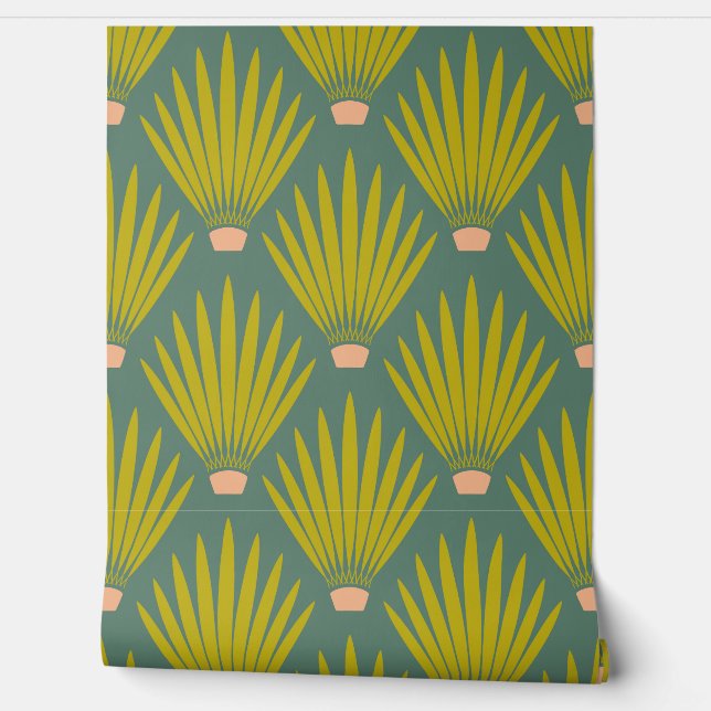 Papier Peint Sud-ouest Boho Desert Cactus Palm Feuilles - Sage (Déroulement)