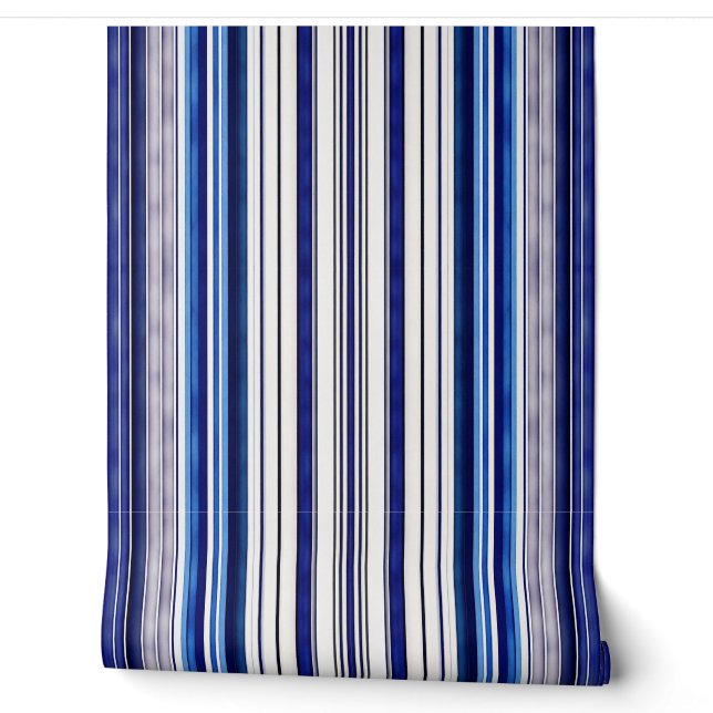 Papier Peint Summer Navy Blue Boat Collection de rayures tendan (Déroulement)