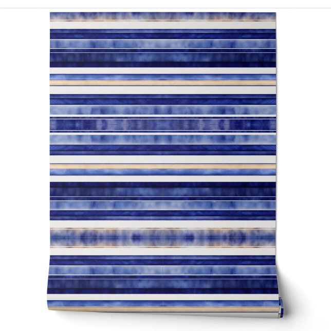 Papier Peint Summer Navy Blue Modern Boot Stripes Collection (Déroulement)
