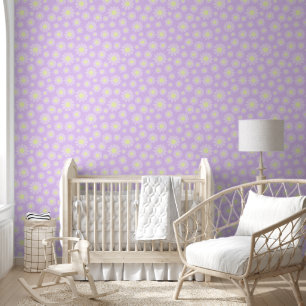 Papier Peint Sweet Daisy Baby Pastel violet jaune
