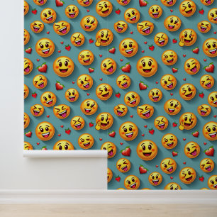 Papier Peint Sweet Emoji Amour : Coeurs de fraises joueuses