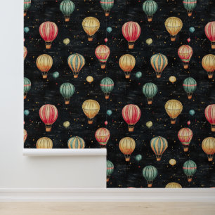 Papier Peint Tableau noir Chalkboard Hot Air Balloon Kindergart