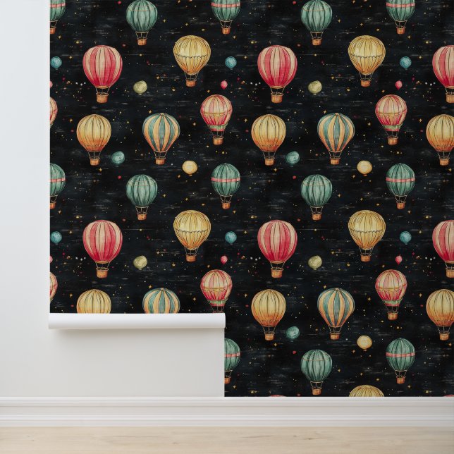 Papier Peint Tableau noir Chalkboard Hot Air Balloon Kindergart (Application)