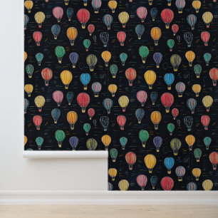 Papier Peint Tableau noir Chalkboard Hot Air Balloon Kindergart
