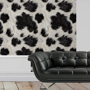 Papier Peint Taches blanches fourrure de vache noire 