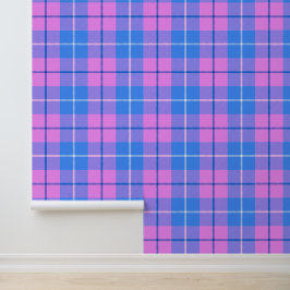 Papier Peint Tartan Rose Et Bleu