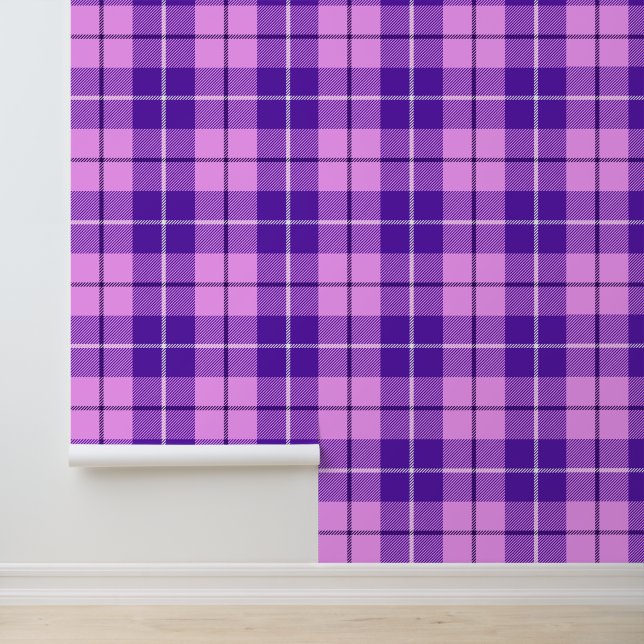 Papier Peint Tartan Rose Et Violet (Application)