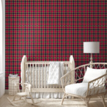 Papier Peint - Tartan Rouge, Jaune et Vert