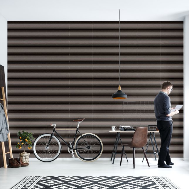 Papier Peint Taupe Beige Black Stripes Motif Minimal Simple (Salon)