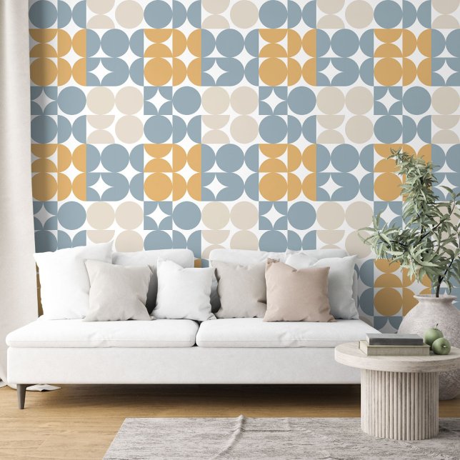Papier Peint Taupe Beige Tan Gris Blanc Cercles Art Motif (Créateur téléchargé)