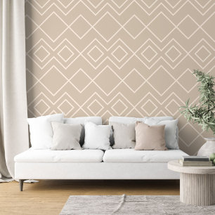 Papier Peint Taupe clair Beige Greige Ivy Carré Art