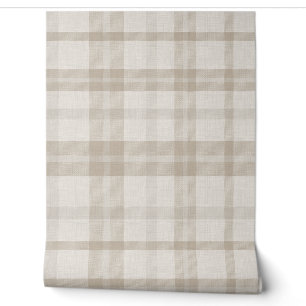 Papier Peint Taupe écossais apaisé de style ferme avec texture