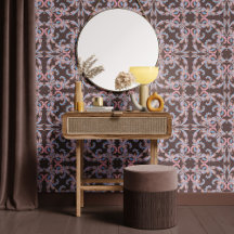 Taupe Grey Baroque Ornamental Design