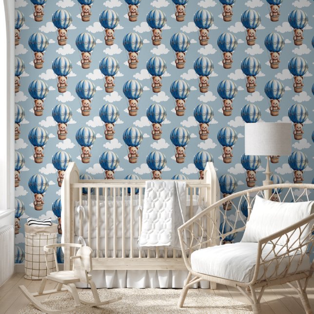 Papier Peint Teddy Bear Blue Balloon Baby Nursery Room (Enfants)