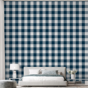 Papier Peint Tendance 6" à carreaux buffalo bleu marine