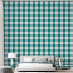 Papier Peint Tendance 6" Vérification de Buffalo Bleu sarcelle