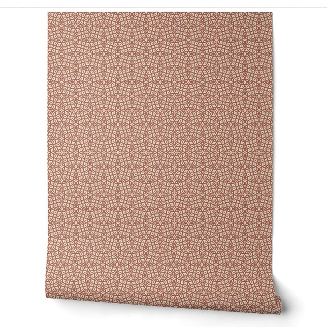 Papier Peint Terra Cotta Abstraite Mosaïque géométrique à petit (Déroulement)