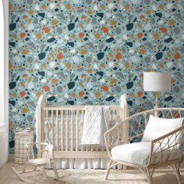 Papier Peint Terrazzo En Bleu