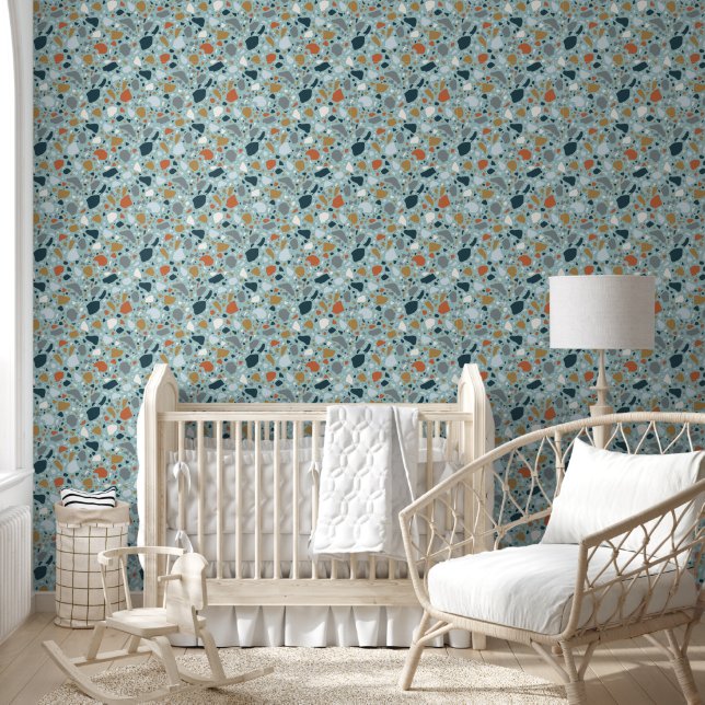 Papier Peint Terrazzo En Bleu (Enfants)