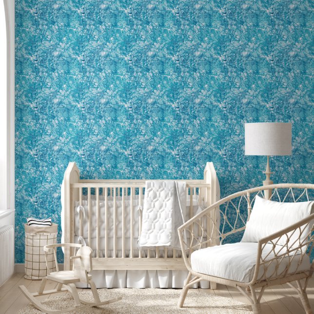 Papier Peint Texture bleu et Marbre blanc (Enfants)