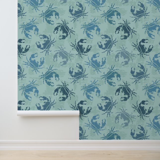 Papier Peint Tie Dye Motif De Crabes (Application)