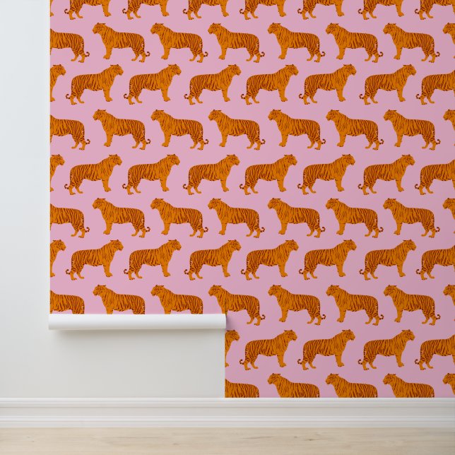 Papier Peint Tigre rose moderne (Application)
