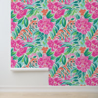 Tigres de la plage de Palm Preppy et fleurs tropic