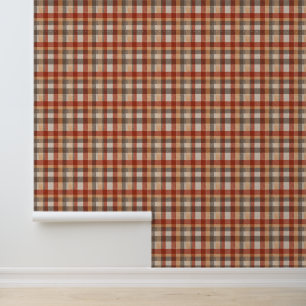 Papier Peint Tissu à carreaux automne chaud en rust et beige