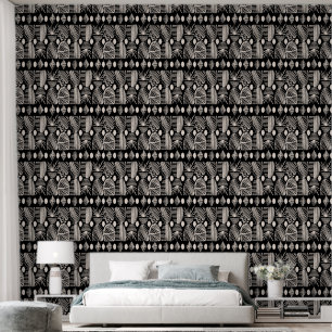 Papier Peint Tissu de moisissure tribale des Caraïbes : noir et