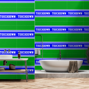 Papier Peint TOUCHDOWN Bleu Blanc Vert Rayures de Course