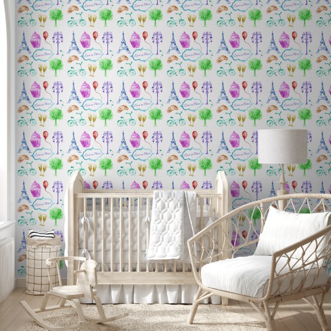 Papier Peint Tour Eiffel violet rose Paris (Enfants)