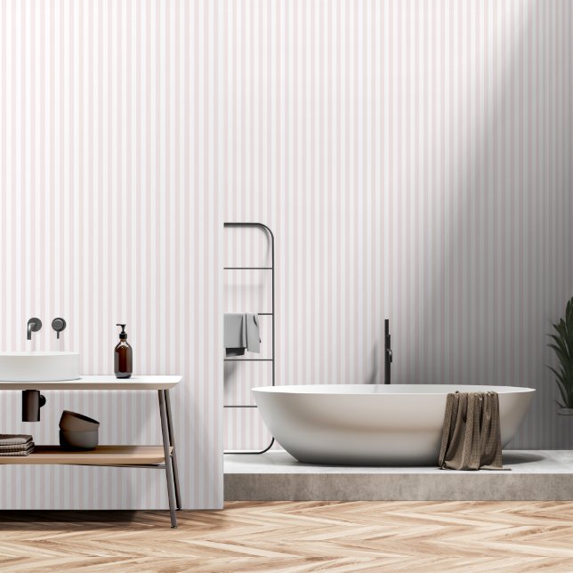 Papier Peint Tracé De Grandes Blancs Roses Et Blanches (Salle de bain)