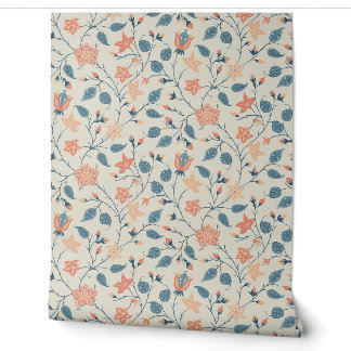 Papier Peint Trailing Floral - Paisley - Peach And Dusty Blue
