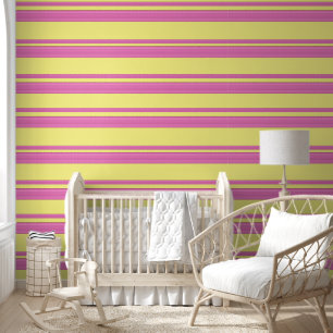 Papier Peint trait élégant et élégant rose et jaune