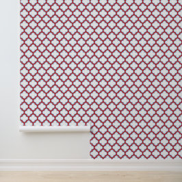 Papier Peint Trellis blanc et rouge, treillis, Quatrefoil
