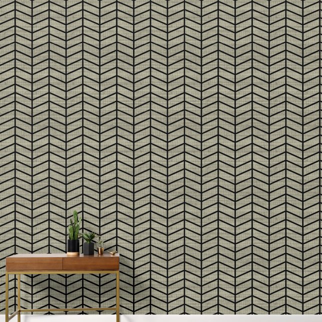 Papier Peint Trendy Rustic Green Chevron (Couloir)