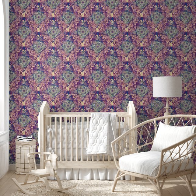 Papier Peint Triangle Labyrinthe Mandala Motif sans couture 1 (Enfants)