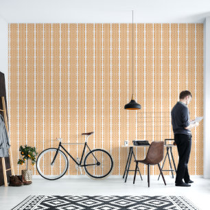 Papier Peint Tribal Modern Orange et Blanc