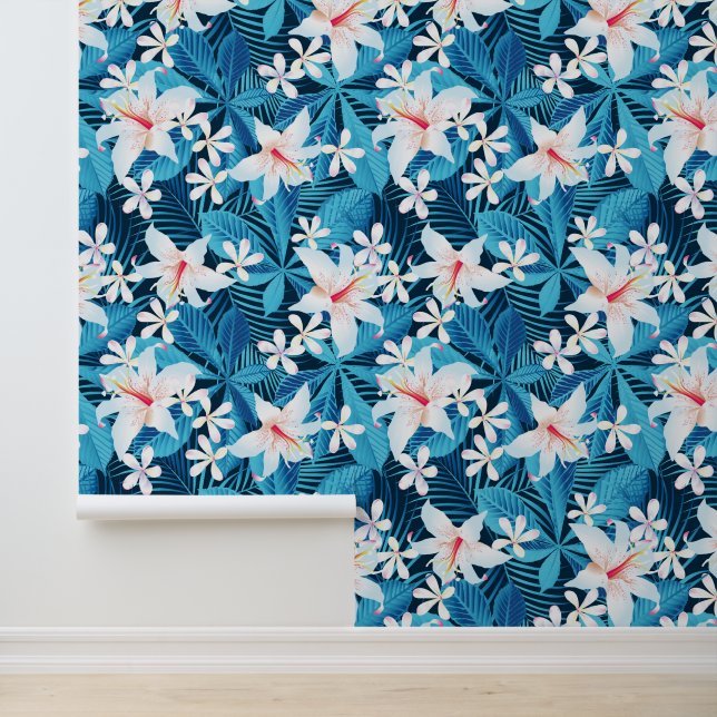 Papier Peint Tropical Hibiscus Floral Pattern 2 (Application)