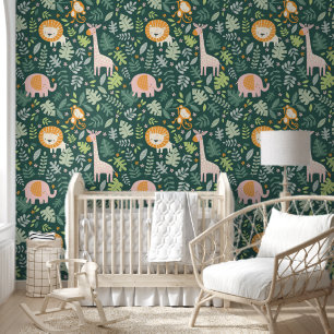 Papier Peint Tropical Jungle Safari Animaux Patter