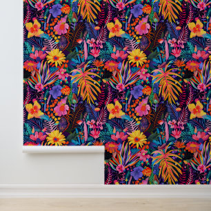 Papier Peint Tropiques florales maximalistes
