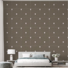 Papier Peint Tulipe blanche Abstraite et Coeurs sur Terre Brown