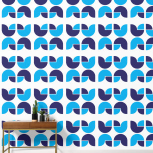 Papier Peint Tulipes géométriques Motif en bleu et marine